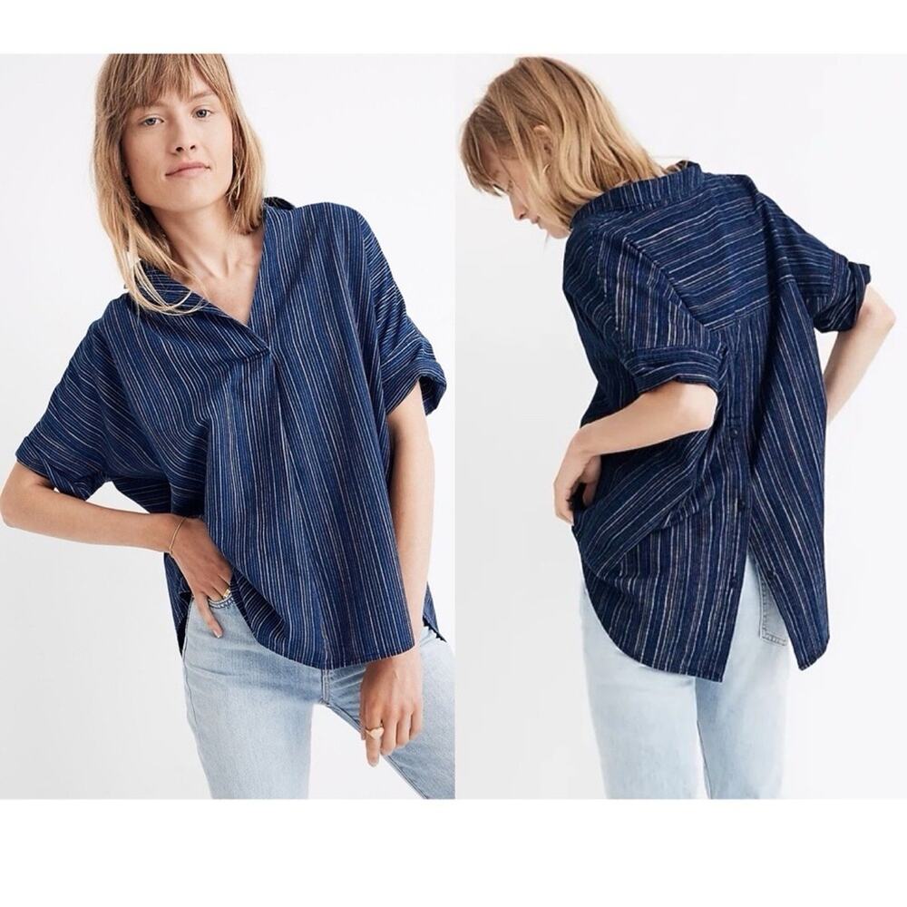 Madewell Courier Button-Back Shirt in Cecile Stripe size XXS
